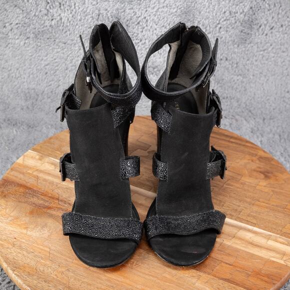 Rebecca Minkoff Black Metallic Sky Heeled Sandals Size 10 M - Picture 2 of 6